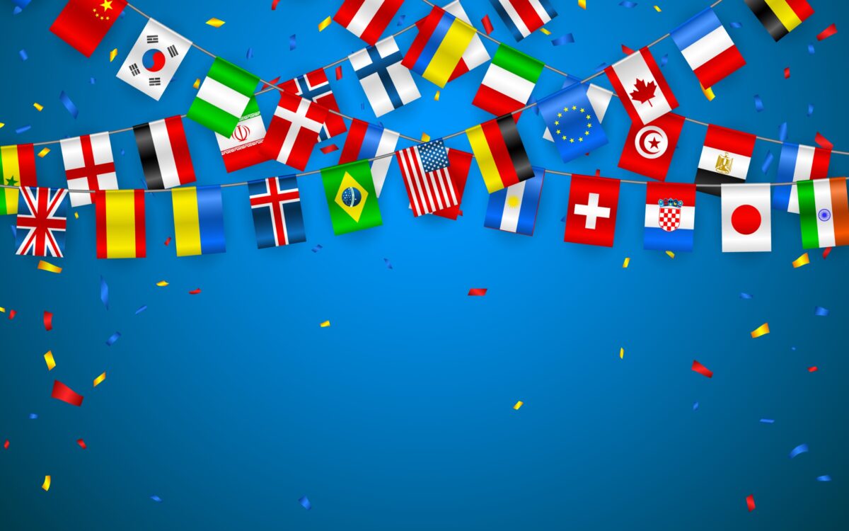 Flags of the world representing the global market